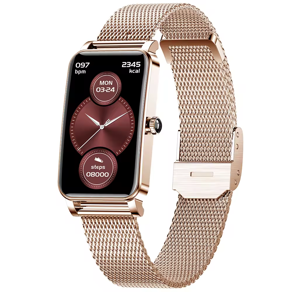 Elegant Women Smartwatch – Heart Rate, Fitness & Health - ZX19, Gold