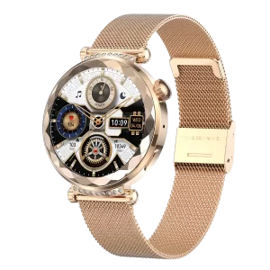 Women Smartwatch – Bluetooth Call, Fitness Tracking, Waterproof - Golden steel