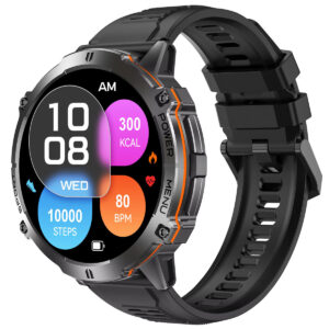 Outdoor VD45 PRO AMOLED Smartwatch – Bluetooth Call • Heart Rate & Sleep Tracking - Black Silica Gel Strap