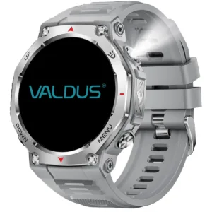 AMOLED Smartwatch with UV Light & Flashlight – Heart Rate Monitor - Silver Silica Gel Strap