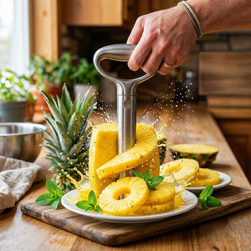 Image_ndvif2ndvif2ndvi 3-in-1 Stainless Steel Pineapple Peeler, Corer, and Slicer Tool